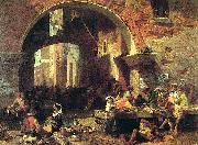 Albert Bierstadt Roman Fish Market, Arch of Octavius France oil painting artist
